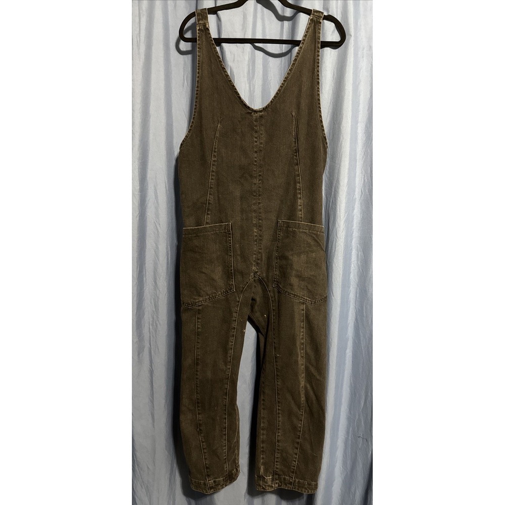 Free People We The Free High Roller Jean Jumpsuit Overalls size S Mineral Black